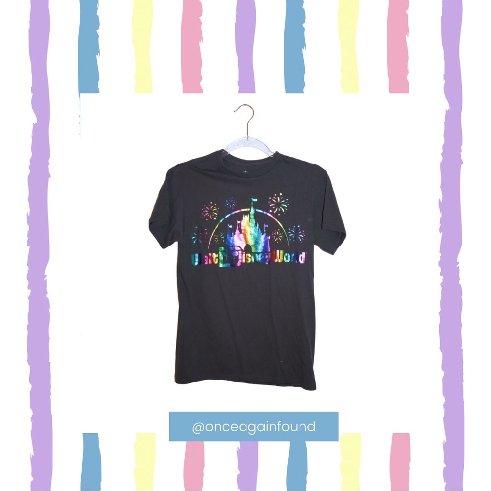 Disney Black Short Sleeve Tee with Colorful Logo